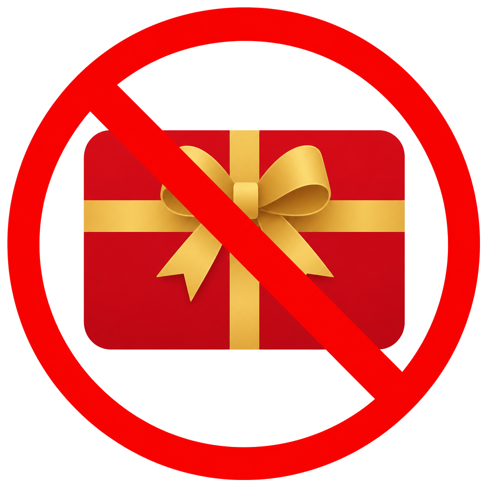 No gift cards